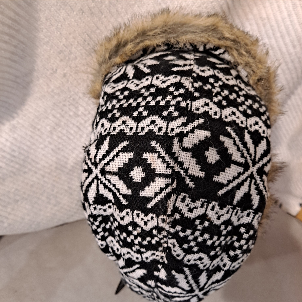 Black And White Patterned Wool Blend Trapper Hat … - image 5